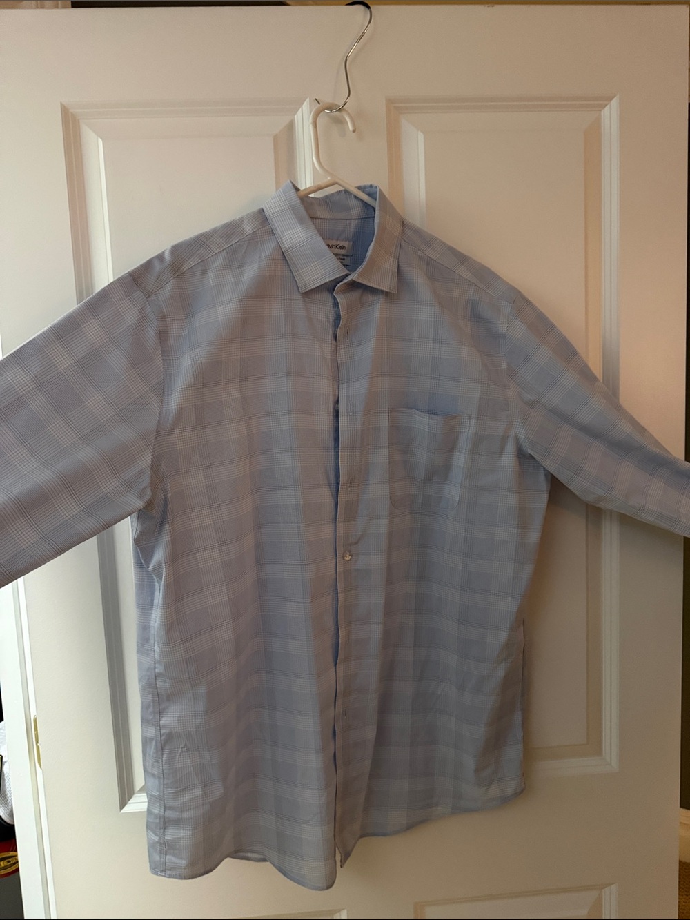 Calvin Klein Light Blue Plaid Dress Shirt